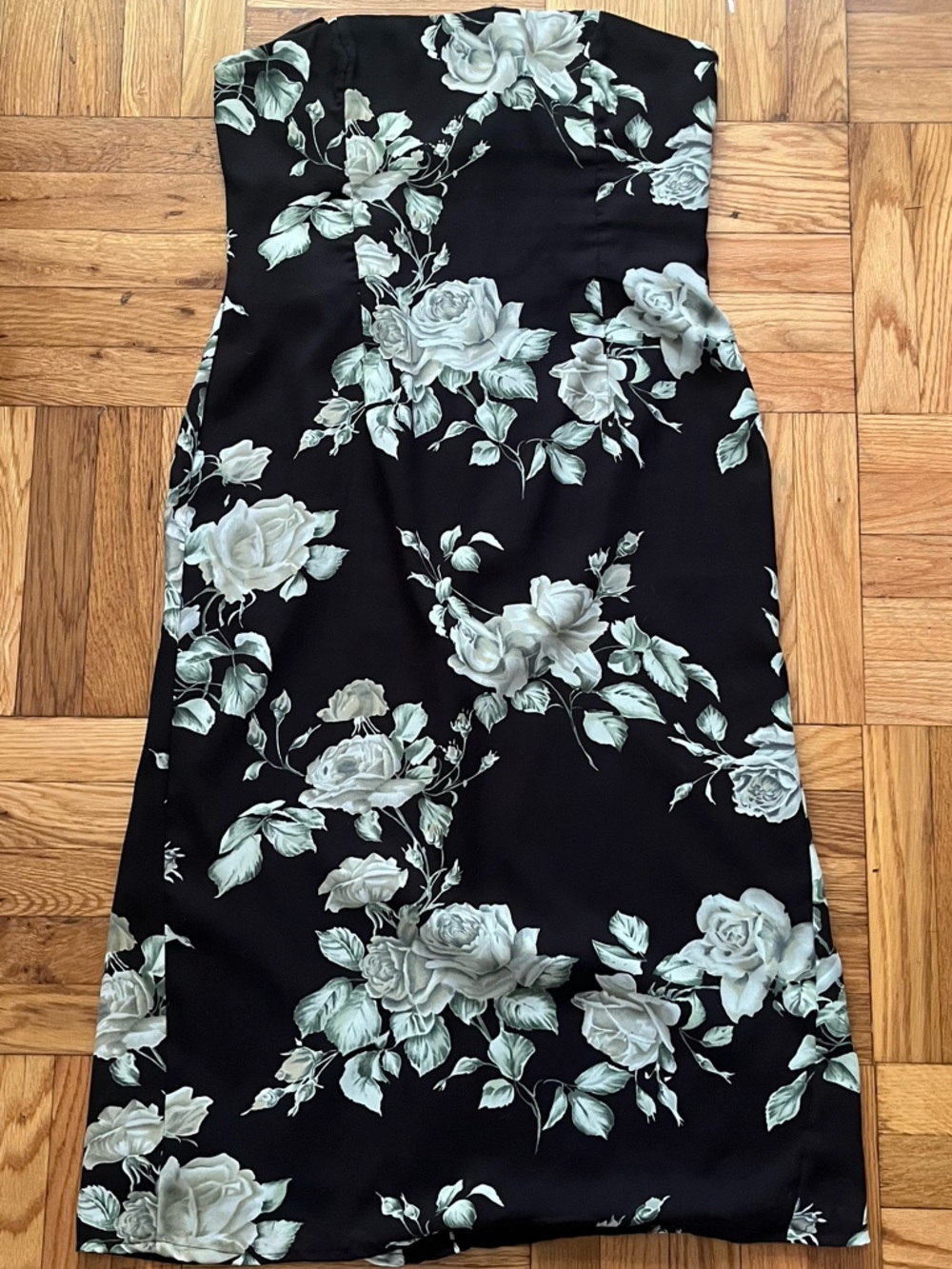 Scott McClintock Black Floral Strapless Dress